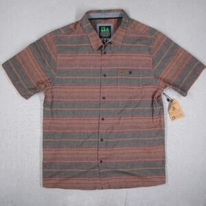 HippyTree Carlsbad Woven Shirt Mens XXL Rust Striped Short Sleeve 151-106-0005